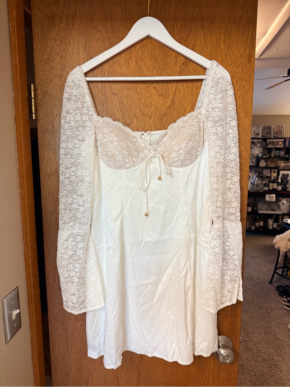 Selfie Leslie Cream Lace Mini Dress